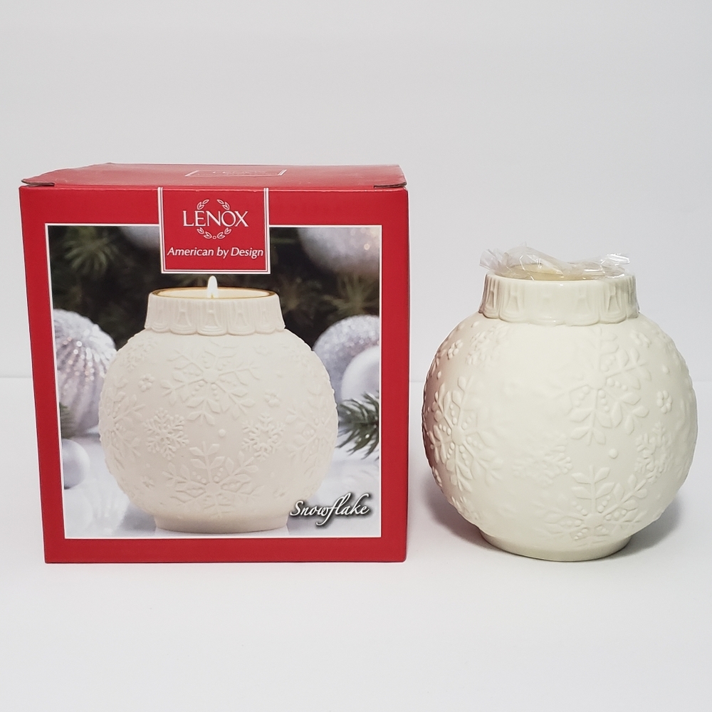Lenox Ornamental Glow 4 3/8" Snowflake‎ Votive Porcelain Bisque Brand New